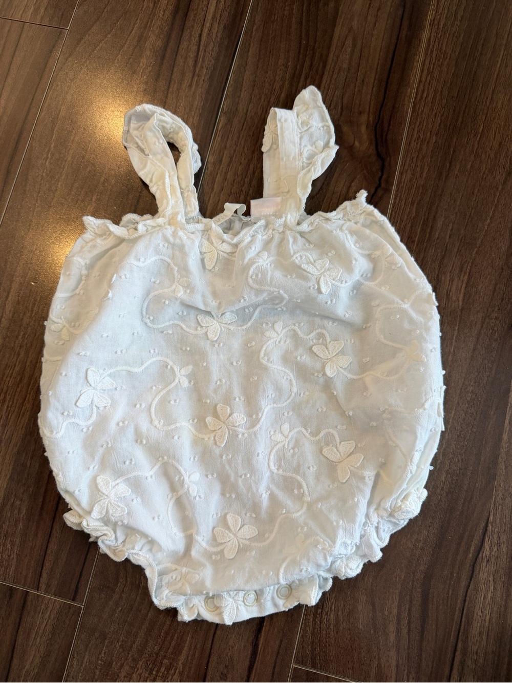 Baby Girls' White Embroidered Cotton Romper 6-9 months